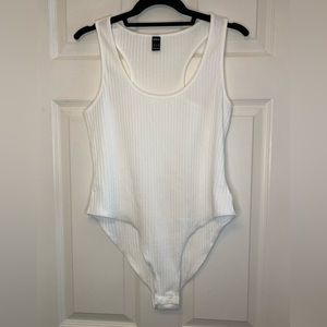 Ribbed racerback white SHEIN bodysuit